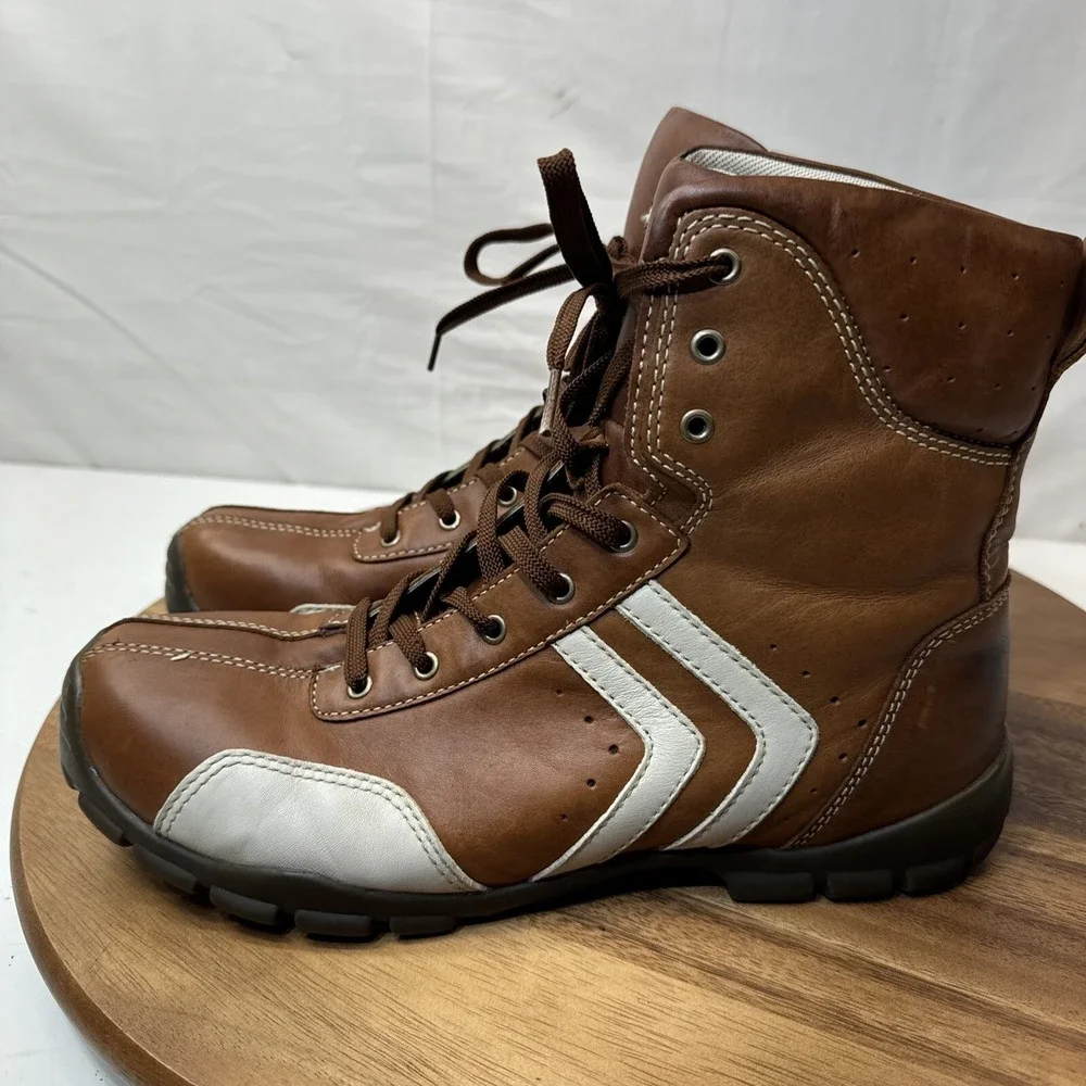 GBX Leather Ankle Boot Men's 10 M Dress Shoes‎ Brown Casual Lace Up 146914-9